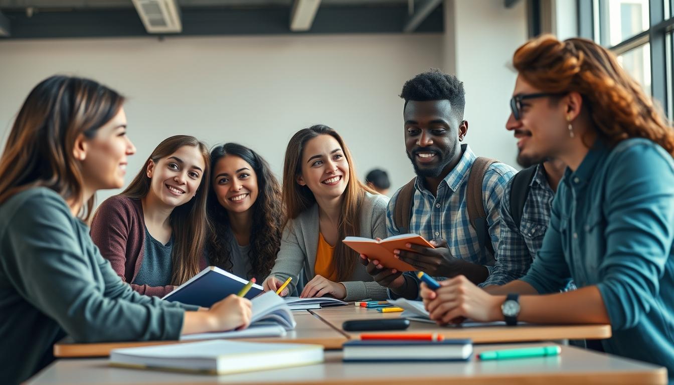 Students collaborating in study space